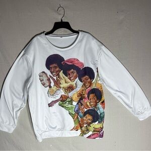 Jackson Five White Sweatshirt with Colorful Graphic